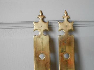 Pair French Vintage Brass Door Push Finger Plates W/ Lis