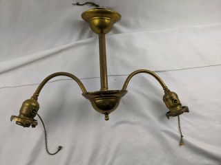 Antique Vtg Brass 2 Arm Ceiling Light Fixture Victorian