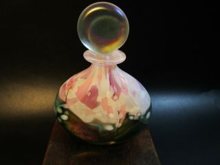 Vintage Isle Of Wight Glass Pink Flower Garden Perfume Bottle,  Michael Harris