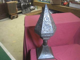 Vintage Art Deco Incense Burner Metal Metal Work Art Electric Lamp 22 " Tall