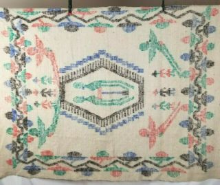 Vintage Wool Blanket Guatemala Hand Woven Artisan Mayan Guatemalan 55 X 80