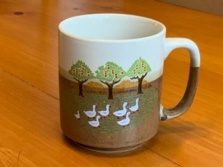 Otagiri ? Vintage Ducks Geese Ceramic Stoneware Coffee Cup Mug Japan