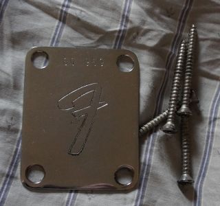 Vintage Fender 1975 Neck Plate And Screws For Guitar Or Bass