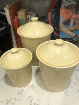 Fiestaware Canister Set Small Medium & Large Fiesta Ivory Yellow Nwt Vintage