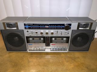 Vintage Sears Sr 2100 Series Am/fm Radio Double Cassette Recorder Ghetto Blaster