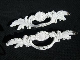 2 Retro White Victorian Shabby Chic French Provincial Brass Drawer Pulls