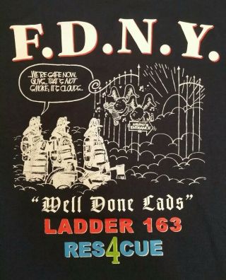 FDNY NYC Fire Department York City T - shirt Sz M Rescue 4 L163 Queens 2
