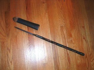 [sf075] Japanese Samurai Sword: Mumei Yari Spear Blade And Pole With Saya
