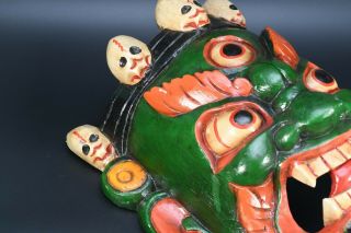 Mahakala Wooden Bhairab Shaman Mask Tibetan Handmade Carved Vintage Gift Nepal 2