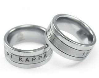 Pi Kappa Phi Tungsten Fraternity Ring with brush finish 2