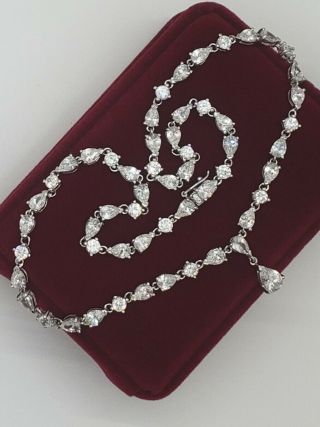 Vintage Art Deco 925 Sterling Silver Cz Necklace
