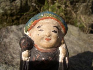 Japanese Antique Clay Doll The Seven Happiness Gods Daikoku/sound Shaking 10103