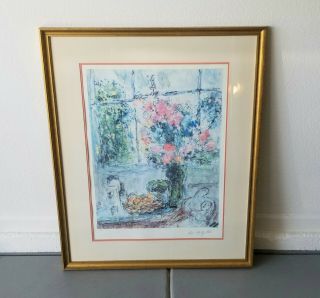 Vtg Mcm Marc Chagall " Still Life " Litho Plate Signed Limited Edition 5/500 W/coa