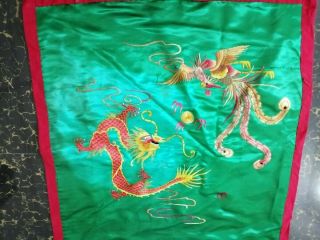 Antique Chinese Qing Dynasty Hand Embroidered Dragon Wall Panel Size cm76by76 2