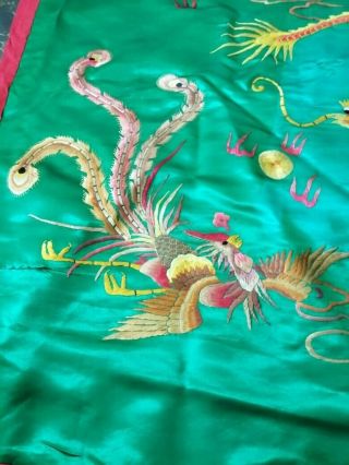 Antique Chinese Qing Dynasty Hand Embroidered Dragon Wall Panel Size cm76by76 3
