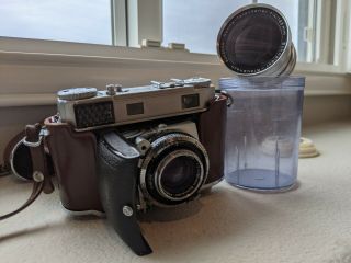 Vintage Kodak Retina Iiic Rangefinder 35mm Camera,  Case And Additional Lens