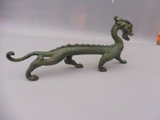 Vintage Chinese Dragon Green Verdigris Cast Bronze Brass