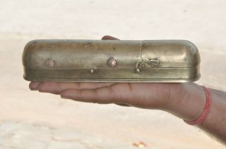 Old Brass Handcrafted Solid 4 Compartment Fine Quality Pen/pencil Box