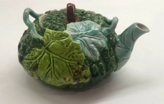 Antique Japanese Banko Ware Majolica Art Pottery Gourd & Vines Teapot