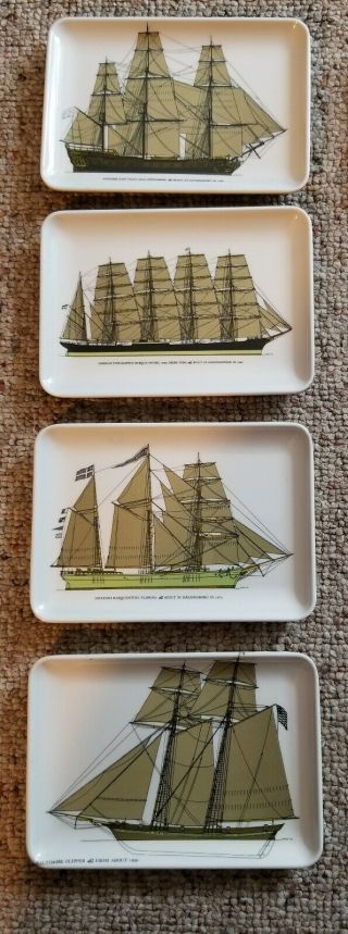 Vintage Mebel Gordon Macfie Mini Nautical Trays Set Of 4/ Decorative Crafts Inc