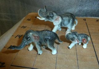 3 Vintage Miniature Mini Bone China Bull Elephant Family