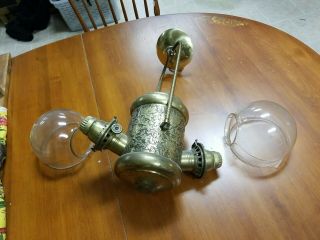 Vintage Angle Lamp Co.  Double Burner Hanging Oil Lamp - Converted To Electric