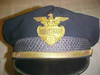 Vintage Pinkerton Security Guard Dress Hat With Obsolete Badge Barney Fife Style