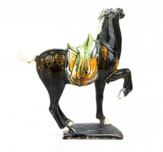 Antique Chinese Sancai Glazed Tang Style War Horse Multi - Color Marked on Bottom 2
