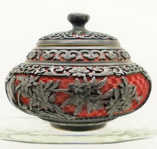 Antique Chinese Cinnabar Lacquer Sugar Pot Box Republic Period 20th Century