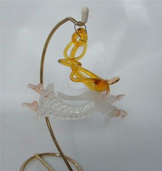 Vintage Milon Townsend Art Glass Angel Xmas Ornament Hanging Sculpture White