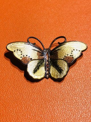 Vintage Hroar Prydz Norway Sterling Silver Enamel Butterfly Brooch
