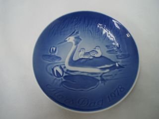 Mothers Day 1978 Plate Mors Dag B&g Bing & Grondahl 6 " Blue White Porcelain Swan