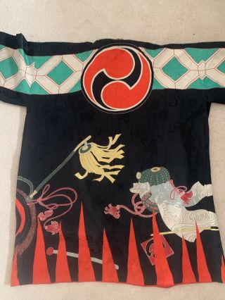 Antique silk Japanese kimono Jacket / Haoiri Workers RARE Handmade 3