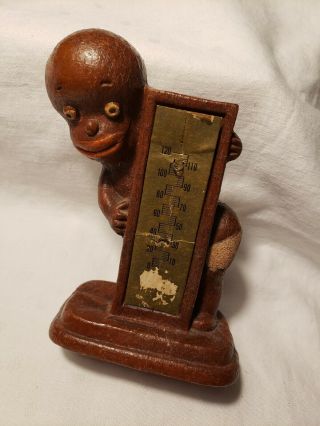 Vintage 1949 Multi Prod.  Inc.  Chalkware Black Child Thermometer (missing Therm)