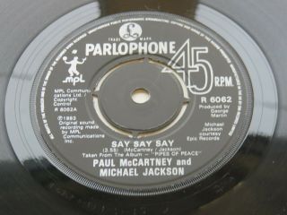 Paul Mccartney 1983 U.  K.  45 Say Say Say Mis Pressed Southall Pressing Ex