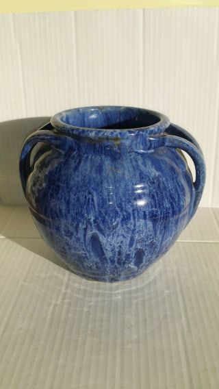 Vintage Jb Cole North Carolina Art Pottery Apothecary Jar Vase Cobalt Blue