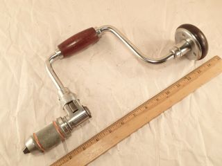 Vintage Stanley No.  923 Ratcheting Reversible Drill Auger Bit Brace,  10 " Sweep