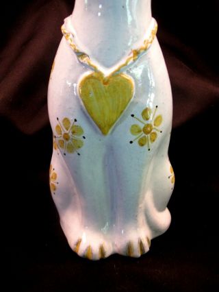 Vintage Sitting Pottery Cat Heart Collar MCM 1960s Aldo Londi Bitossi Raymor Era 3