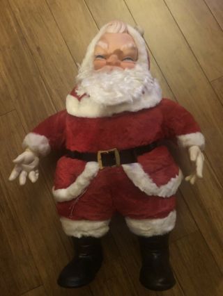 Vtg 24 " Jumbo My Toy Rubber Face Stuffed Plush Pals Xmas Doll Santa Claus
