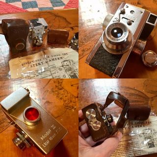 Vintage Steky Model Iii Miniature Spy Camera,  Japan,  2 - Lenses,  Case 16 Mm