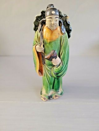 Vtg Antique Chinese Porcelain Sancai Figure Figurine Of Man Marked China