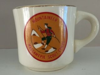 Vintage Boy Scout Ceramic Cup Mug Massawepie Mountaineer York Usa Camping
