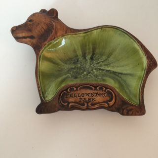 Yellowstone Park Treasure Craft Bear Ashtray Tobacciana Trinket Dish Vintage