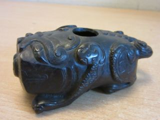 Antique Chinese Bronze Foo Dog Incense Burner? Figure With Top Hole 4.  25 "