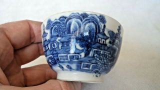 18th Century C1780 Chinese Export Qianlong Blue & White Pagoda Tea Bowl / Cup
