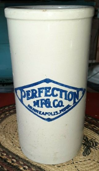 Vintage Rare Crock Perfection Mfg,  Co.  Minneapolis Mn Advertising Stoneware