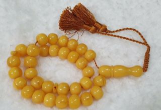 Vintage German Veined Miscky Islamic Prayer Rosary 33 Beads Tesbih Misbaha 61 GR 2