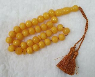 Vintage German Veined Miscky Islamic Prayer Rosary 33 Beads Tesbih Misbaha 61 GR 3