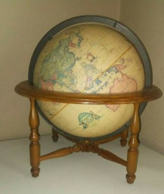 Vintage 1970? Rand Mcnally Indexed Terrestrial Art Globe 12 " Nautical Wood Stand