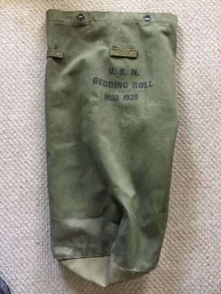 Usn Us Navy Wwii Era Bedding Roll Canvas Laundry Bag Model 1935 M1935